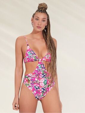 Maaji Mimi Zinnia Reversible Swimsuit Trikini One Piece Size Small Floral Print